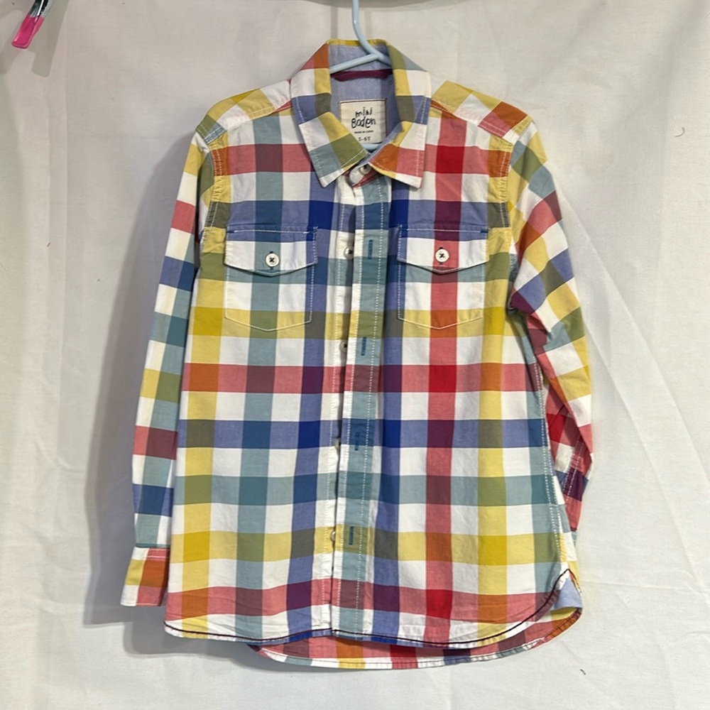 Boys Boden plaid shirt 5/6
